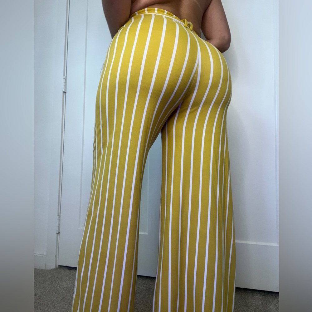 Yellow and white striped pants